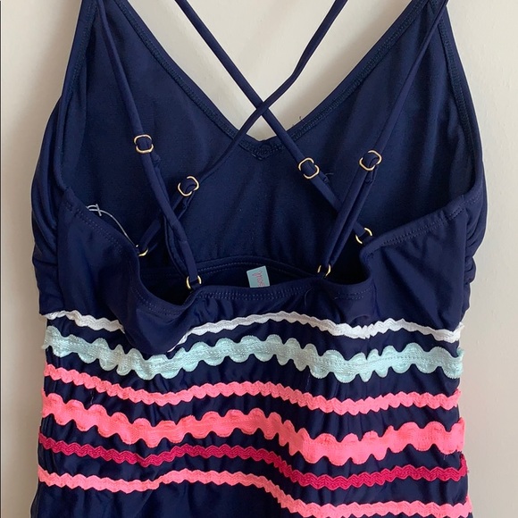 Island Soul - navy, pink, teal one piece swimsuit - Picture 3 of 7